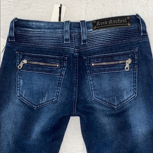 Rock Revival Camille Skinny Moto Distressed Jeans – Size 27 – Dark Wash - Picture 6 of 12